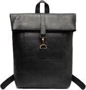 Beocca Cleo Leren Rugzak Dames Heren - Laptoptas 14 inch - Compacte Laptop Rugtas - Plantaardig Gelooid Leer - 20 liter - Zwart
