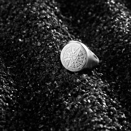 Chevalier rose des vents en acier chirurgical argenté