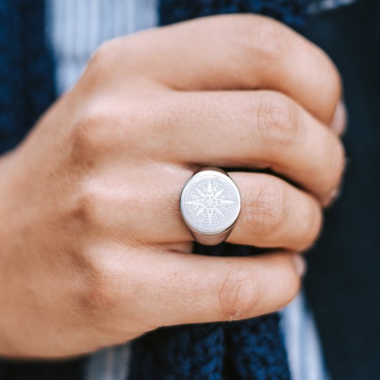 Chevalier rose des vents en acier chirurgical argenté