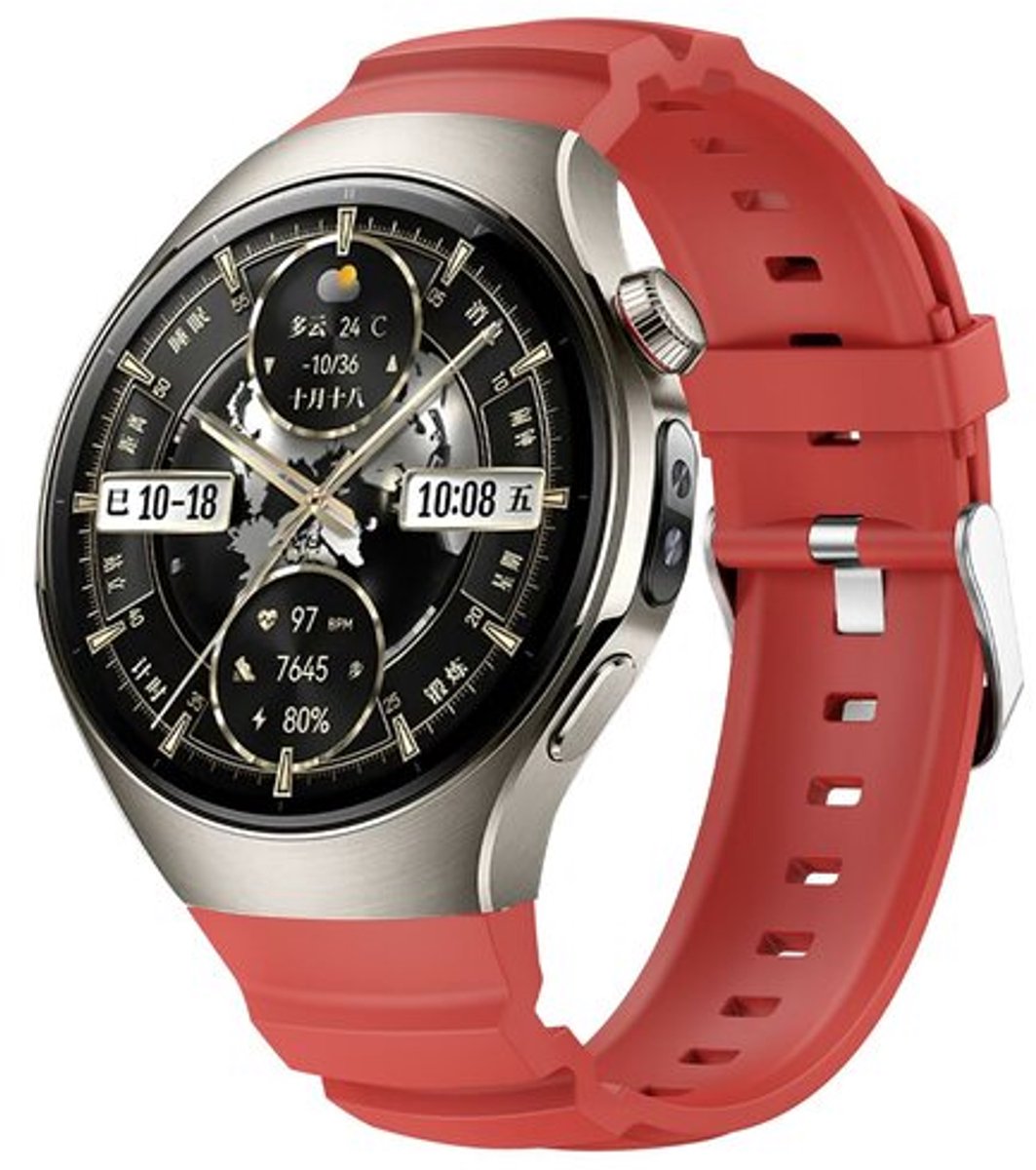 By Qubix - Contour siliconen band 'True Fit' - Rood - geschikt voor Huawei Watch 5 - 42mm