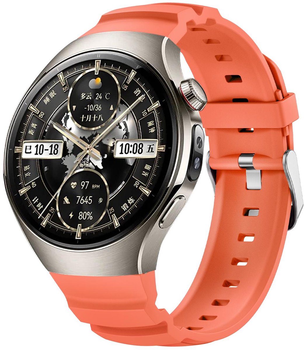 By Qubix - Contour siliconen band 'True Fit' - Oranje - geschikt voor Huawei Watch 5 - 46mm