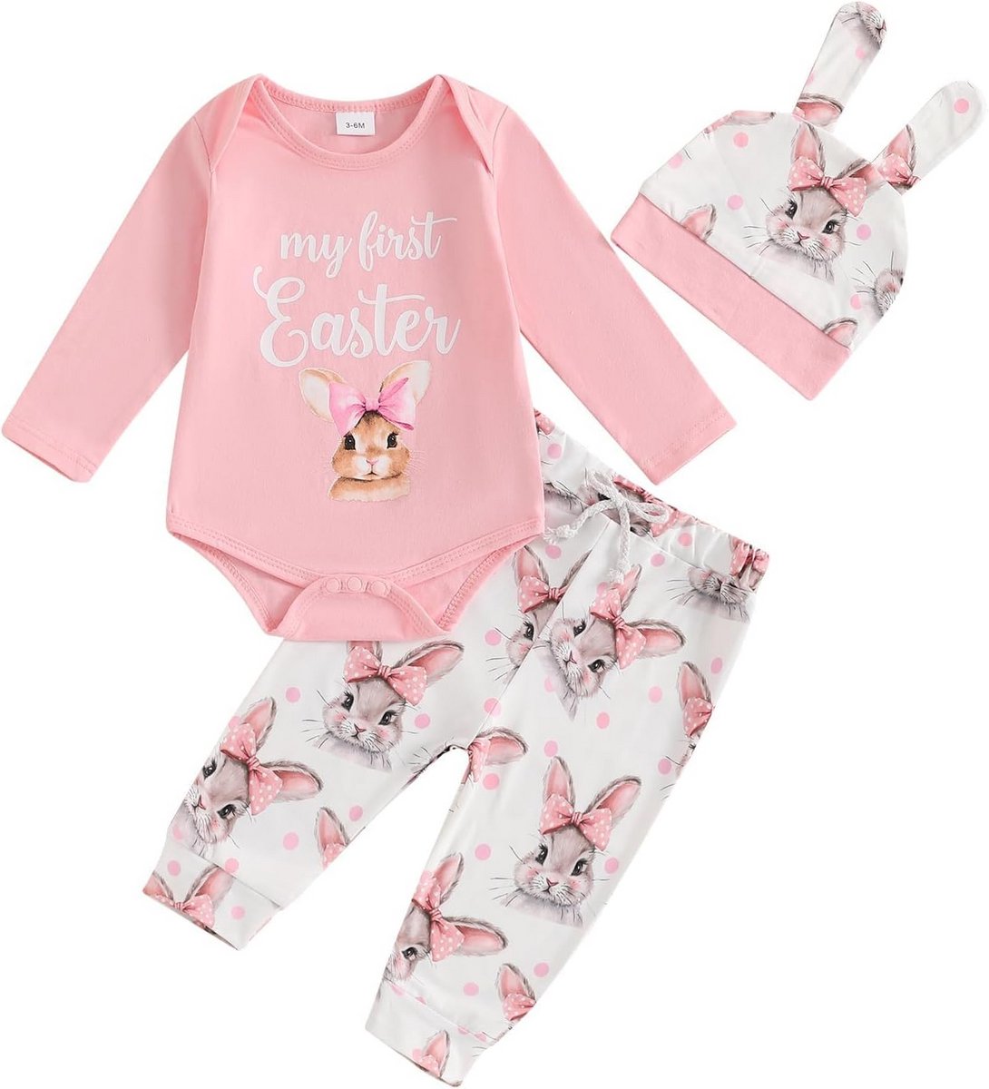 Babyset Lange Mouwen Romper Broek en Muts Katoen Jongen Meisje
