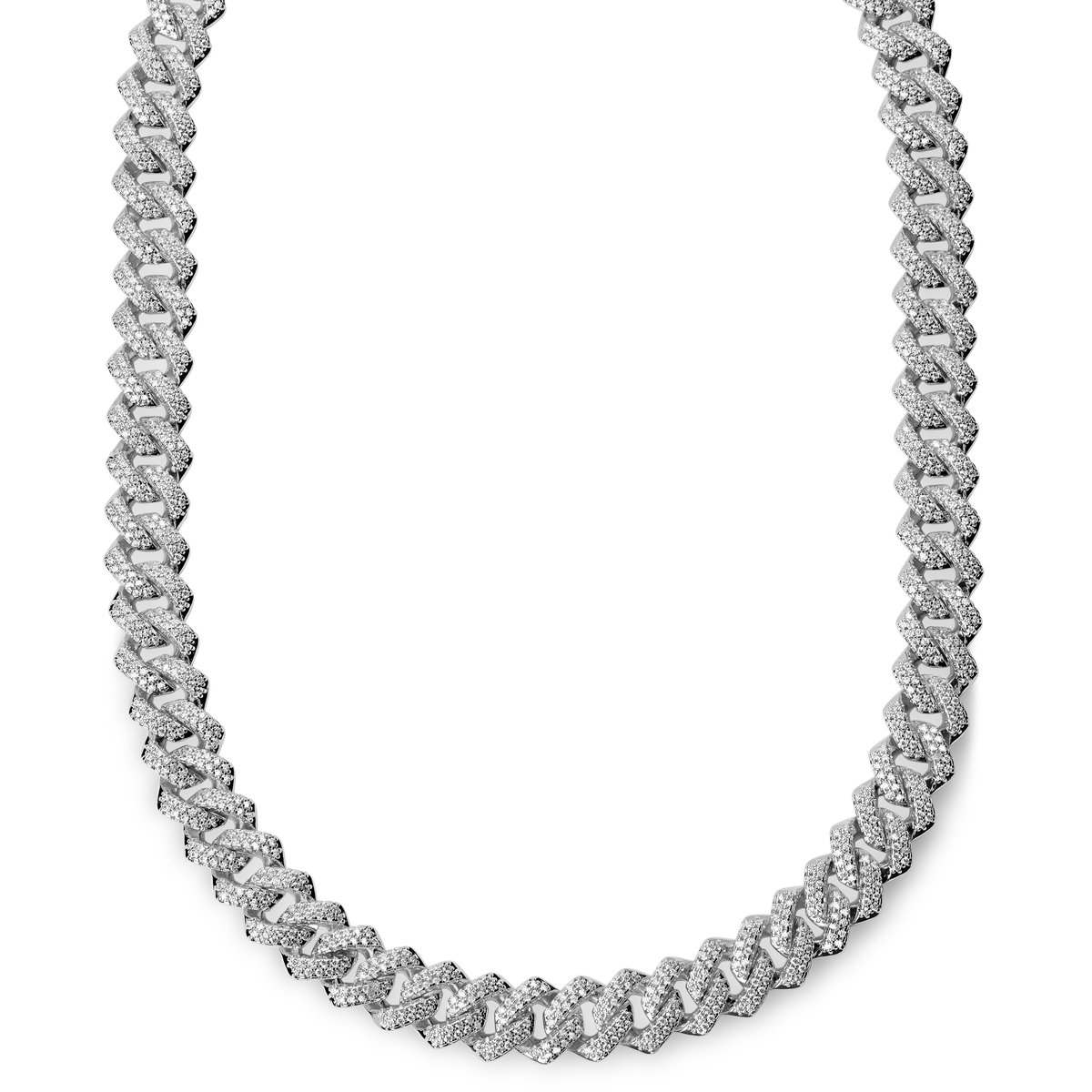 Nicos | 12 mm Zilverkleurige Ketting met Hoekige Schakels en Zirkonia