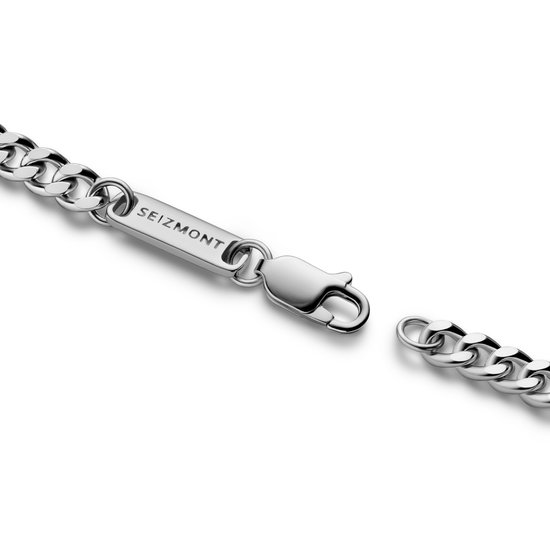 Bracelet argenté avec fermoir mousqueton et logo SEIZMONT.