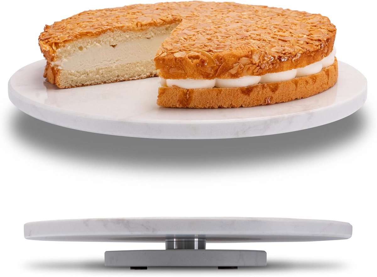 Draaibaar Marmeren Serveerplateau 30cm - Taart, Kaas, Tapas Presentatie