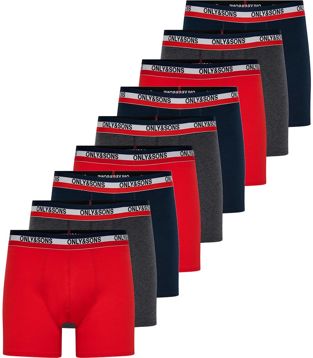 Only & Sons Heren lang short / pant 9 pack ONSFITZ SOLID BOXER