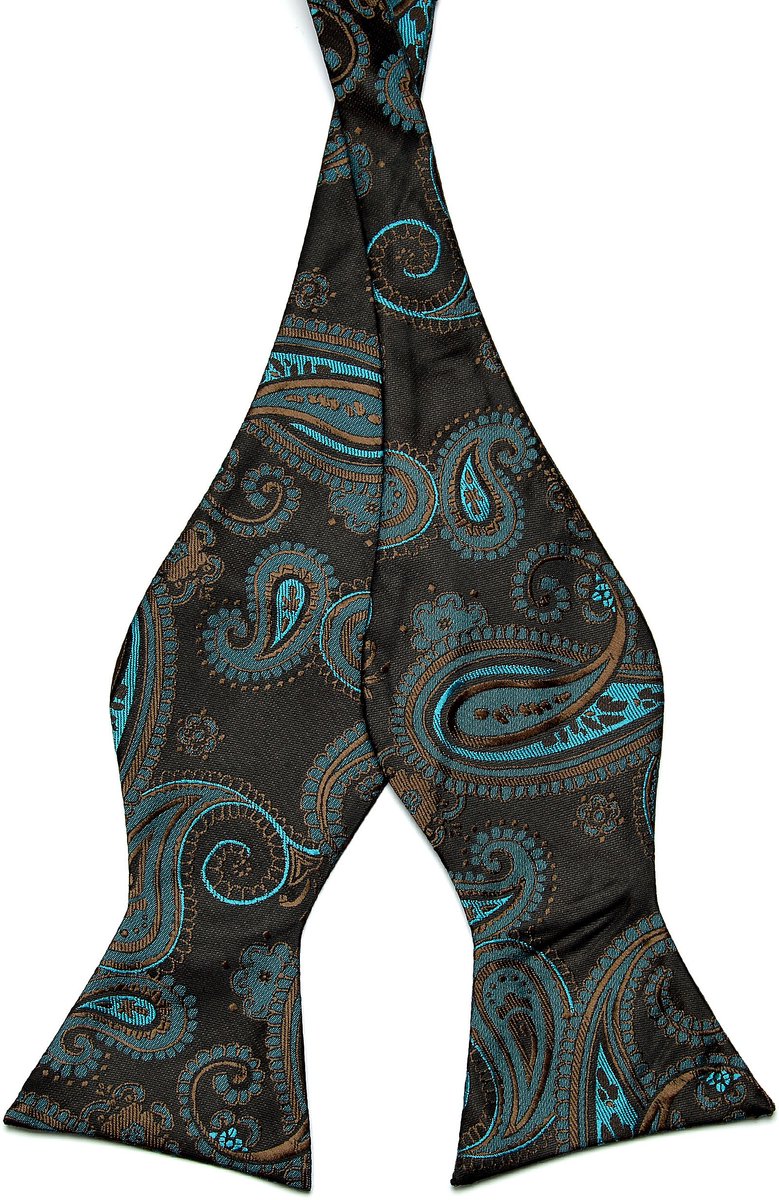 Turquoise Paisley Zijden Zelfbinder Vlinderdas