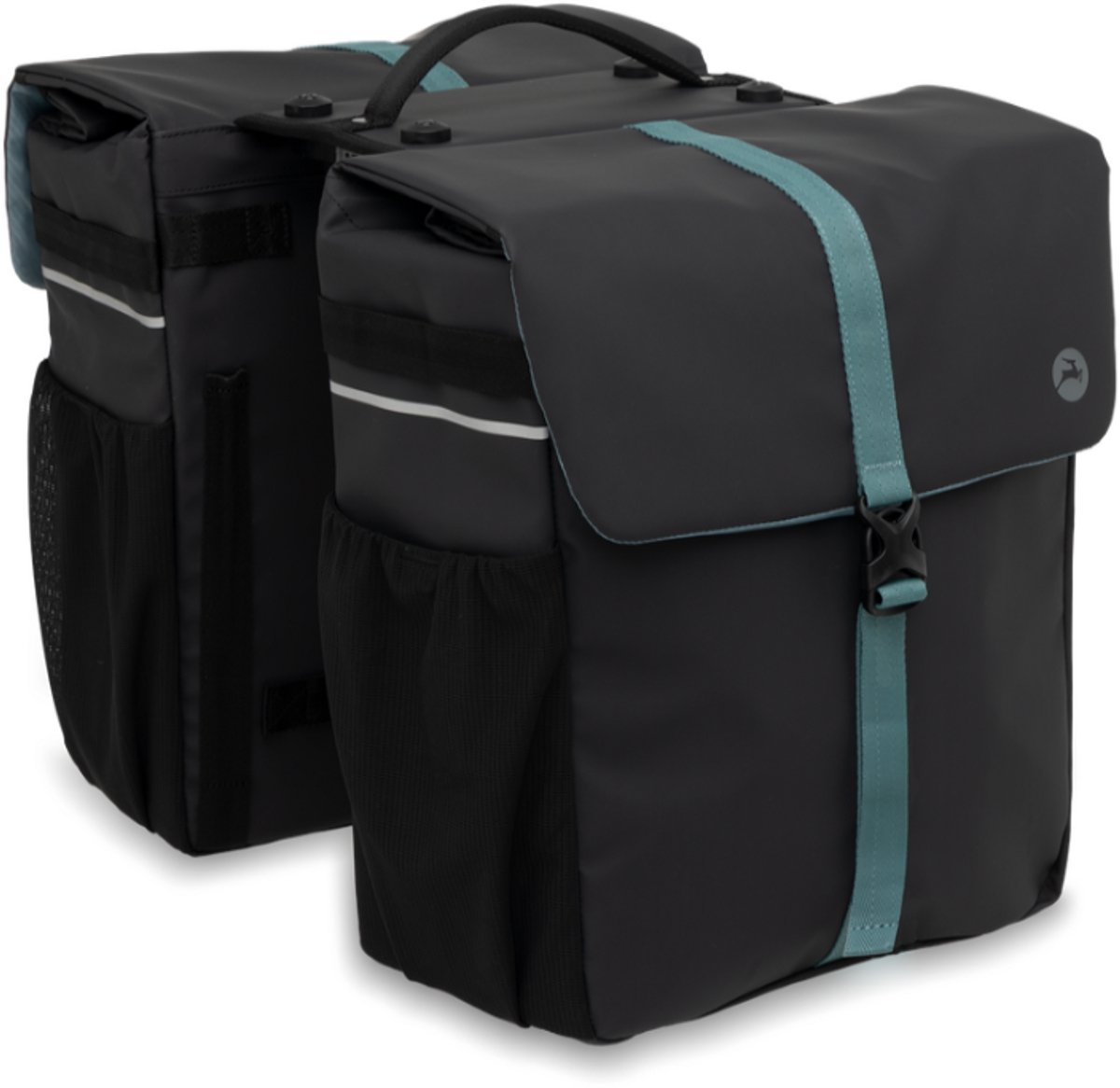 Gazelle Dubbele Fietstas - Met Mik Adapter - Zwart / Groen - 39 Liter