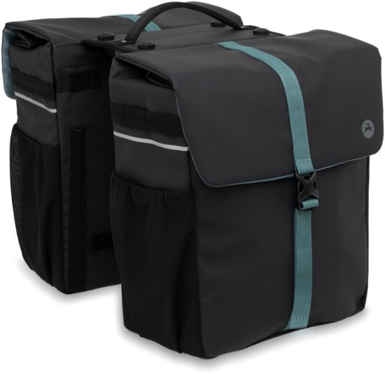 Gazelle Dubbele Fietstas - Met Mik Adapter - Zwart / Groen - 39 Liter