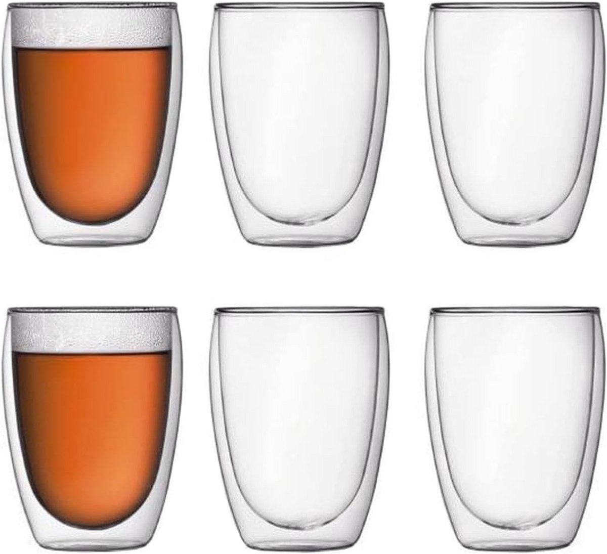 Set van 6 Dubbelwandige Glazen 350 ml voor Koffie en Thee