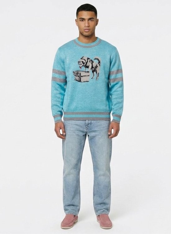 van Gevorkian - Luxe Trui Dames & Heren - Blauw - Maat L - Luxe & Zachte stof - Gebreid met Hond Motief van Merkloos — afbeelding 2