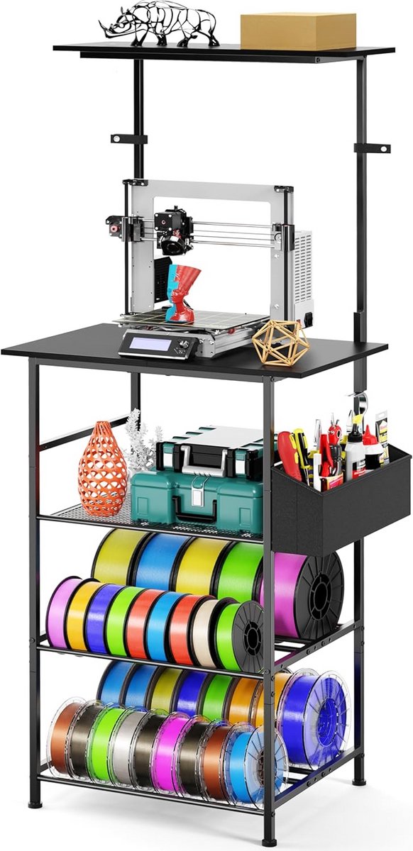 Stabiele 3D-printerstandaard met 5 lagen en filamentopslag