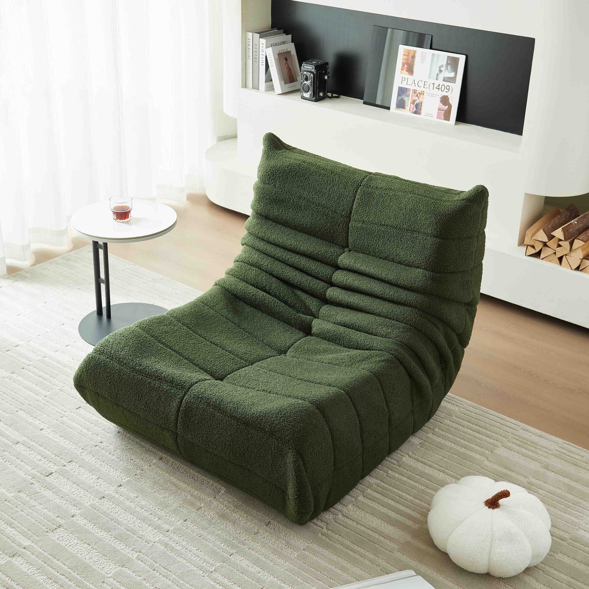 MIVRAY Relax Zitzak - Indoor Zitzak Volwassenen Met Rugleuning En Teddybekleding - Groen