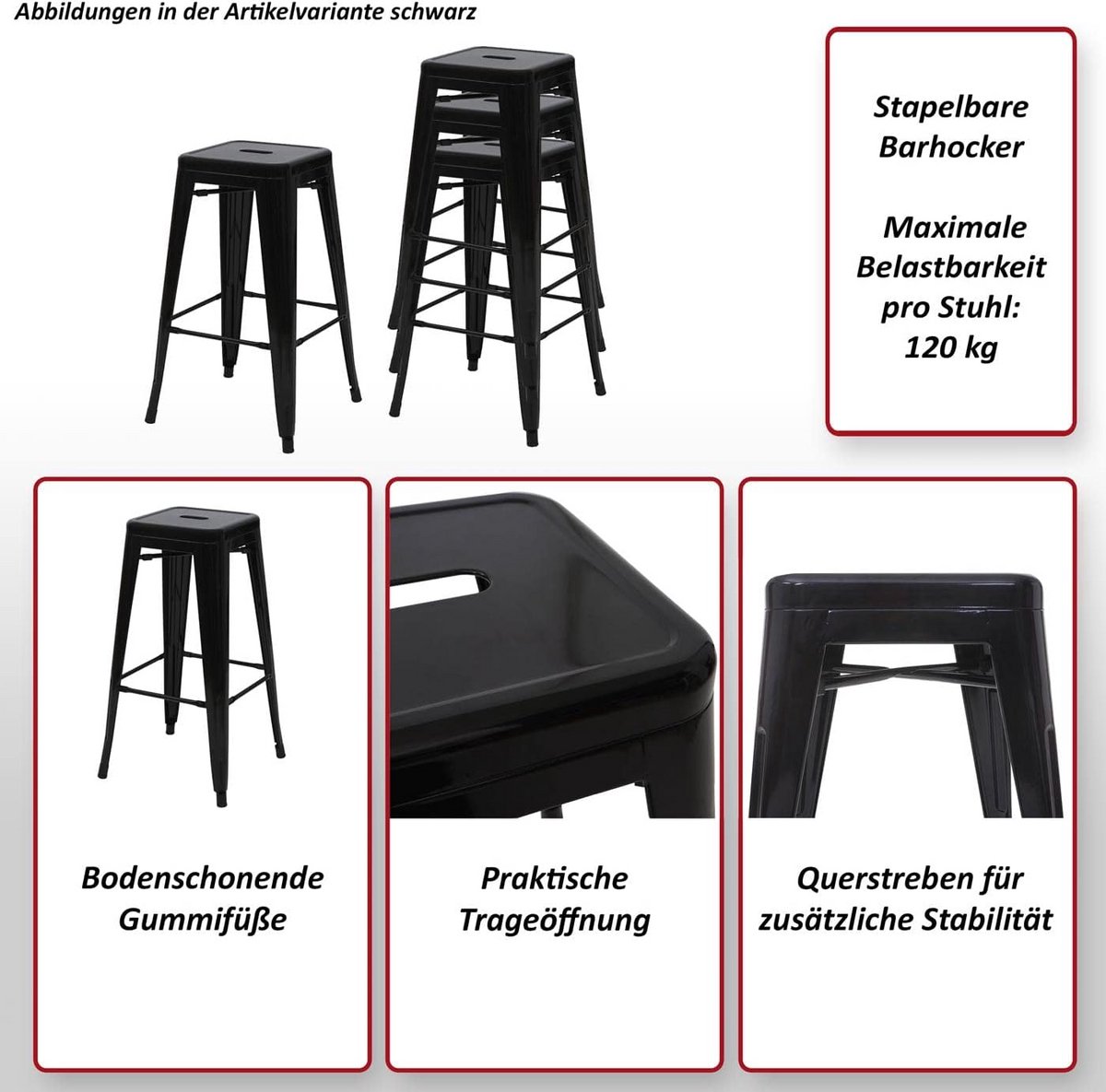 Stapelbare Metalen Barkrukken Industrieel Design Wit