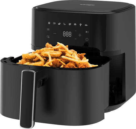 Dewelling 625A Airfryer - XL 6,5L - Kompakt Heteluchtfriteuse met Metalen Binnenmand - 1700W - Zwart