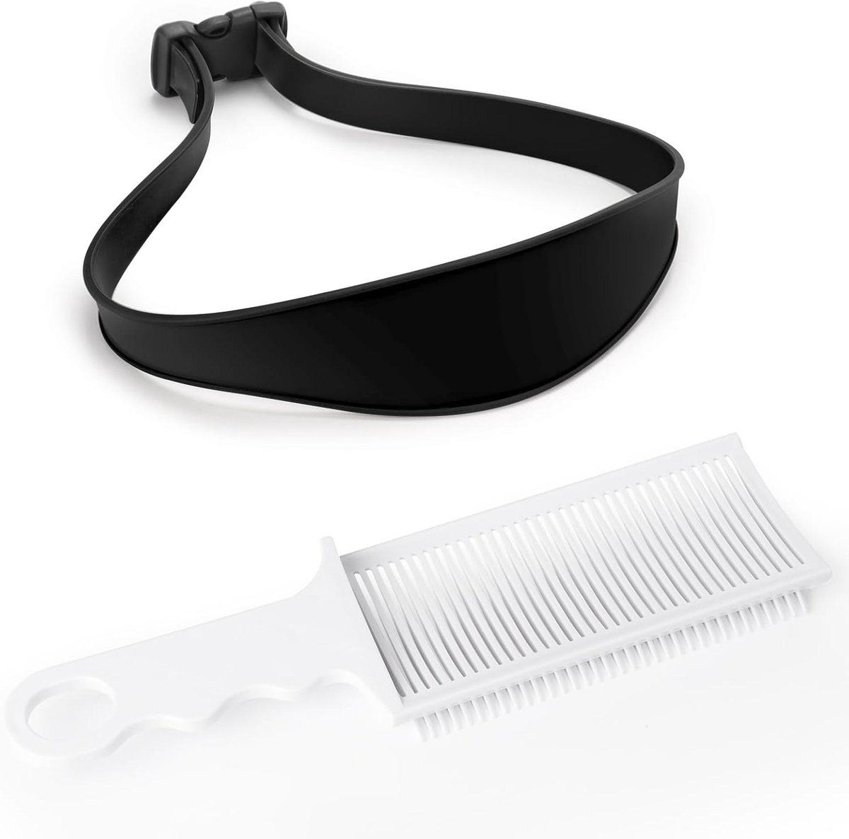 Kapperskam en nekscheersjabloon met haarknipgids - Verstelbare siliconen haarknipband - Voor volwassenen en kinderen - Doe-het-zelf haar knippen - Zwart