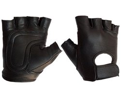 Mister B - Leren Handschoenen zonder Vingers - Zwart S