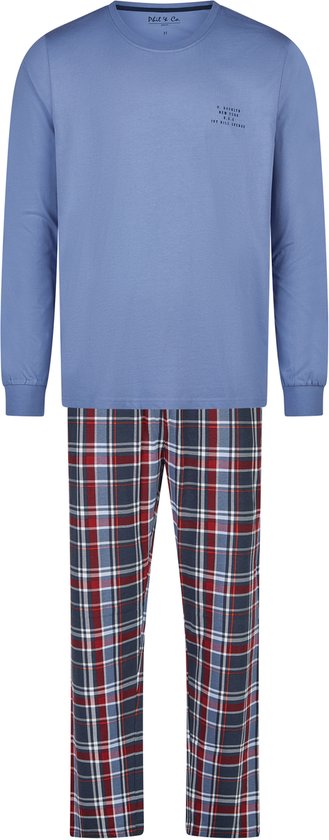 Phil & Co Essential Heren Pyjama Set Lang Blauw/Geruit - Maat M