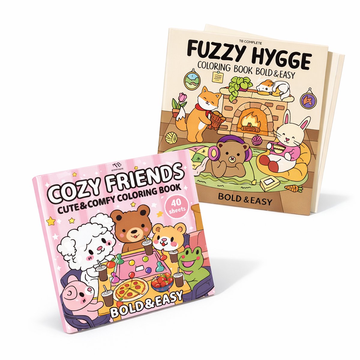 Cozy Coloring Book - Fuzzy Hygge - 2 STUKS - Kleurboek Voor Volwassenen - Cozy friends Kleurboek - Kleurboek Voor Kinderen - Coloring Book - fuzzy hygge coloring book - Cute - Kleurboek Voor Beginners - kleuren op nummer voor volwassenen