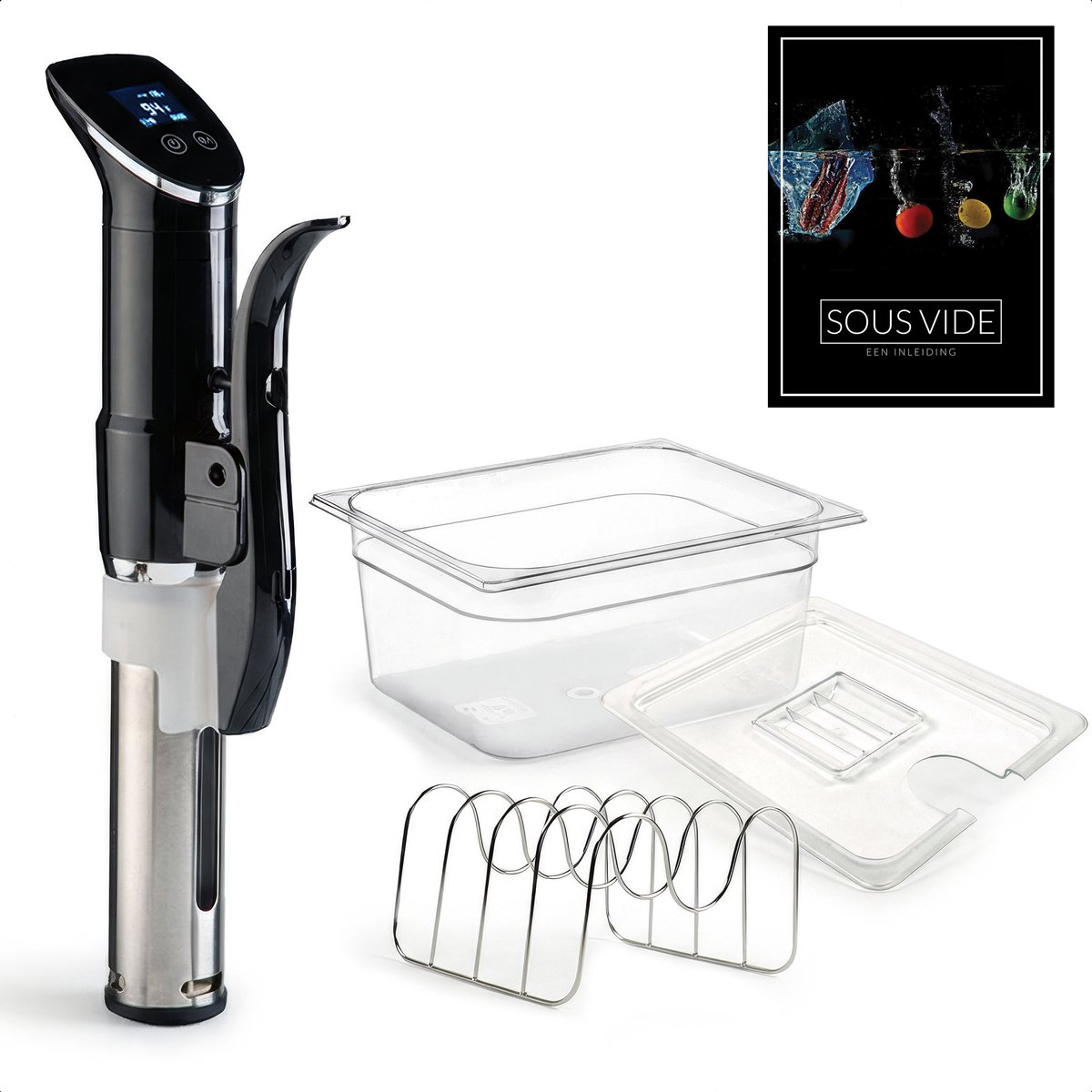 Wartmann Sous Vide Set Met De 1507 Stick, Waterbak, Deksel, Rekje en Digitaal handboek