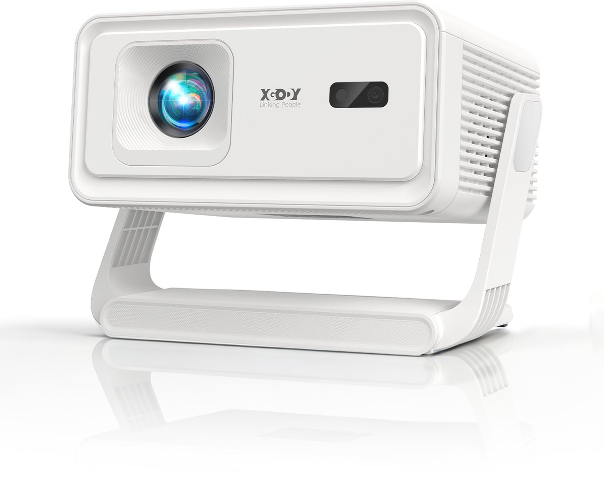 XGODY Premium Mini Beamer - Alles-in-één Smart TV Projector - 2026 model - Android 14.0 - WiFi 6 & Bluetooth 5.4 - 4k ondersteuning - Beamer - Inclusief Hdmi kabel - Home Cinema - Wit