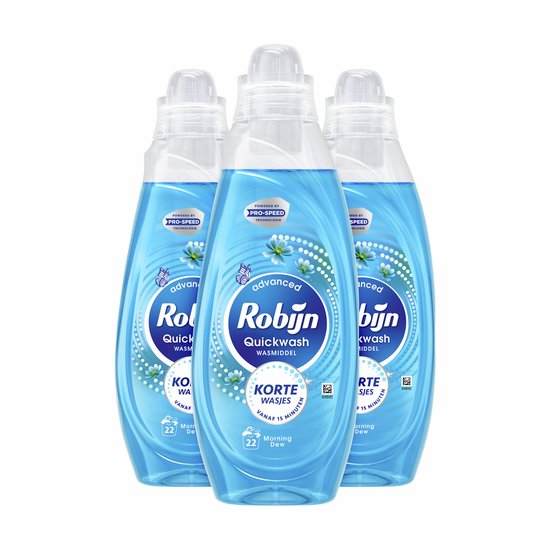 Robijn Quickwash - Vloeibaar Wasmiddel - Morning Dew - 3 flessen - 66 Wasbeurten - Voordeelverpakking
