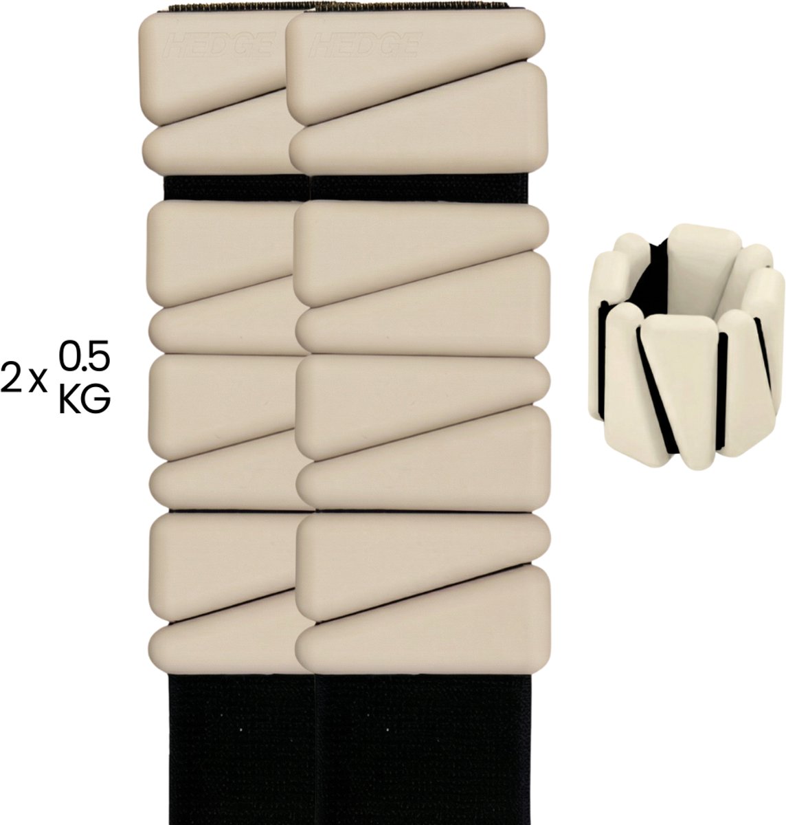 Hedge® Polsgewichten en Enkelgewichten - 2 x 0,5kg - Verstelbare Polsgewichten - Set van 2 stuks - Pilates & Yoga Weights - Aesthetic Enkelgewichten - Home Gym - Pilates Gewichten - Ankle Weights - Beige