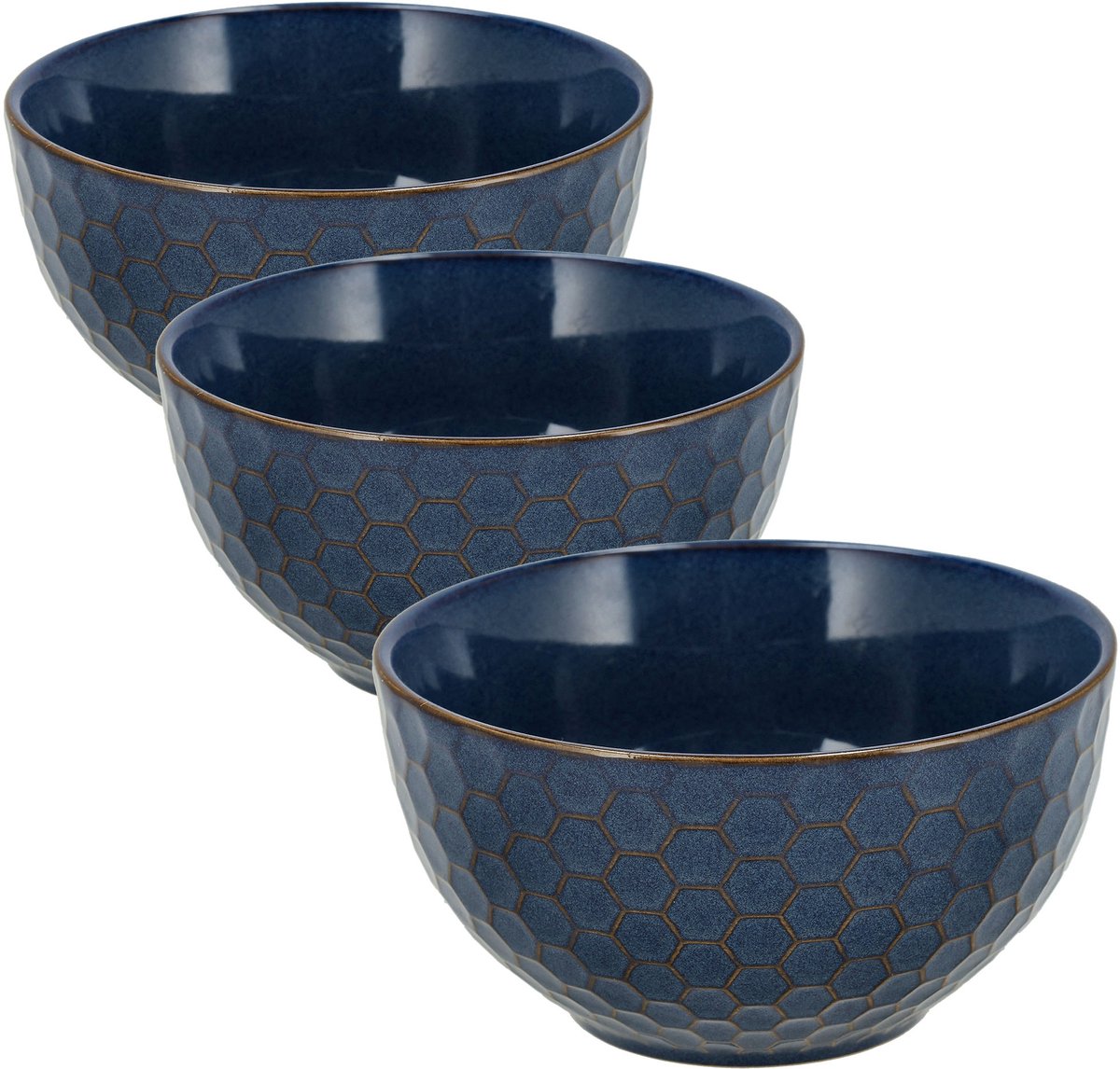 Soepkommen Ø14 cm - Set van 3 Aardewerk Kommen - Ramen Kom Set Zonder Oor – Gebruikt als Schalen en Fruitschaal – Serviesset