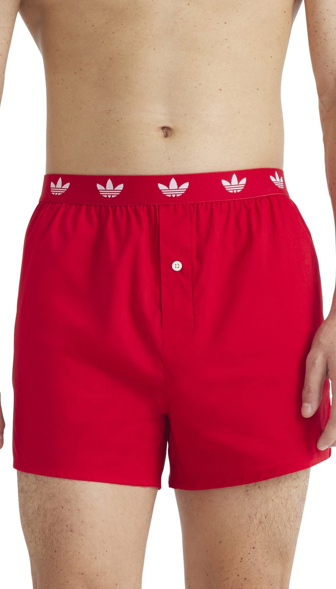 adidas Originals 2PK Woven Boxer - Comfort Cotton Woven - Onderbroek Mannen - rood/blauw