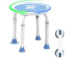 360° Draaibare Douchestoel Moderne Badstoelen 37-53 Cm In Hoogte Verstelbaar Badkrukje Douchestoel Met Handgreep En Antislip Rubberen Voetjes Badkamer Douchehulp Draagbare Douchestoel Tot 136 KgNAIZY