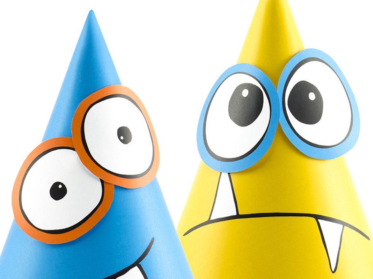 PartyDeco feesthoedjes DIY - monsters thema - party verjaardag hoedjes - punthoedjes — afbeelding 6