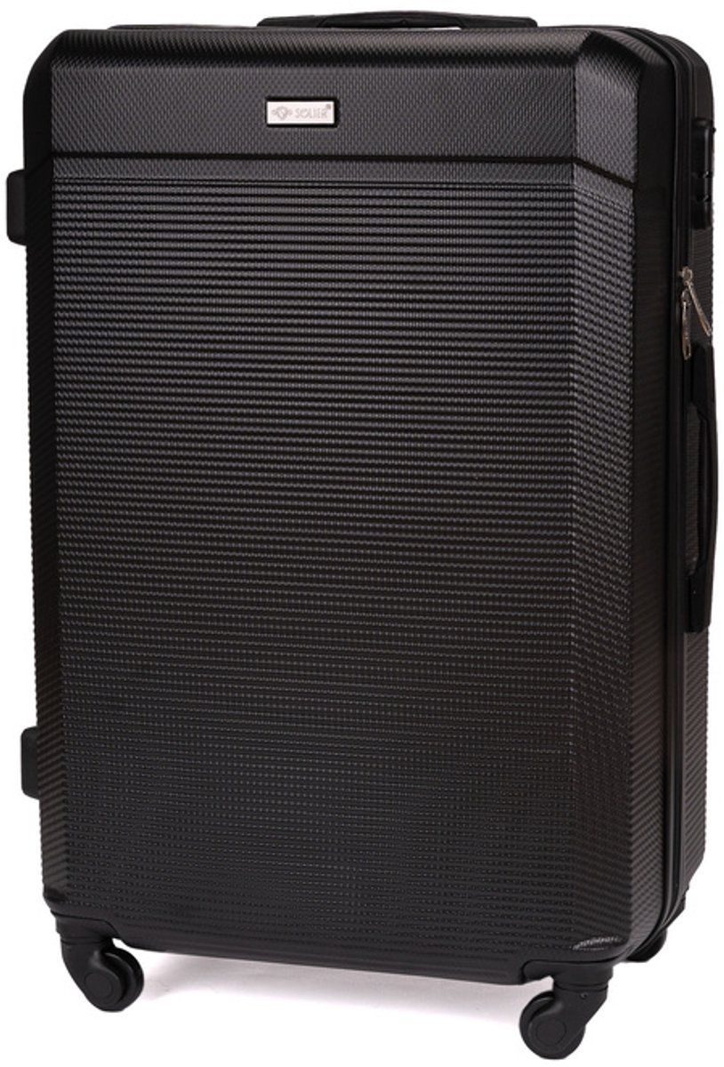Solier STL945 - Reiskoffer middelgroot M 22 inch - Hardcase ABS Plus - Cijferslot - 4 zwenkwielen - Zwart