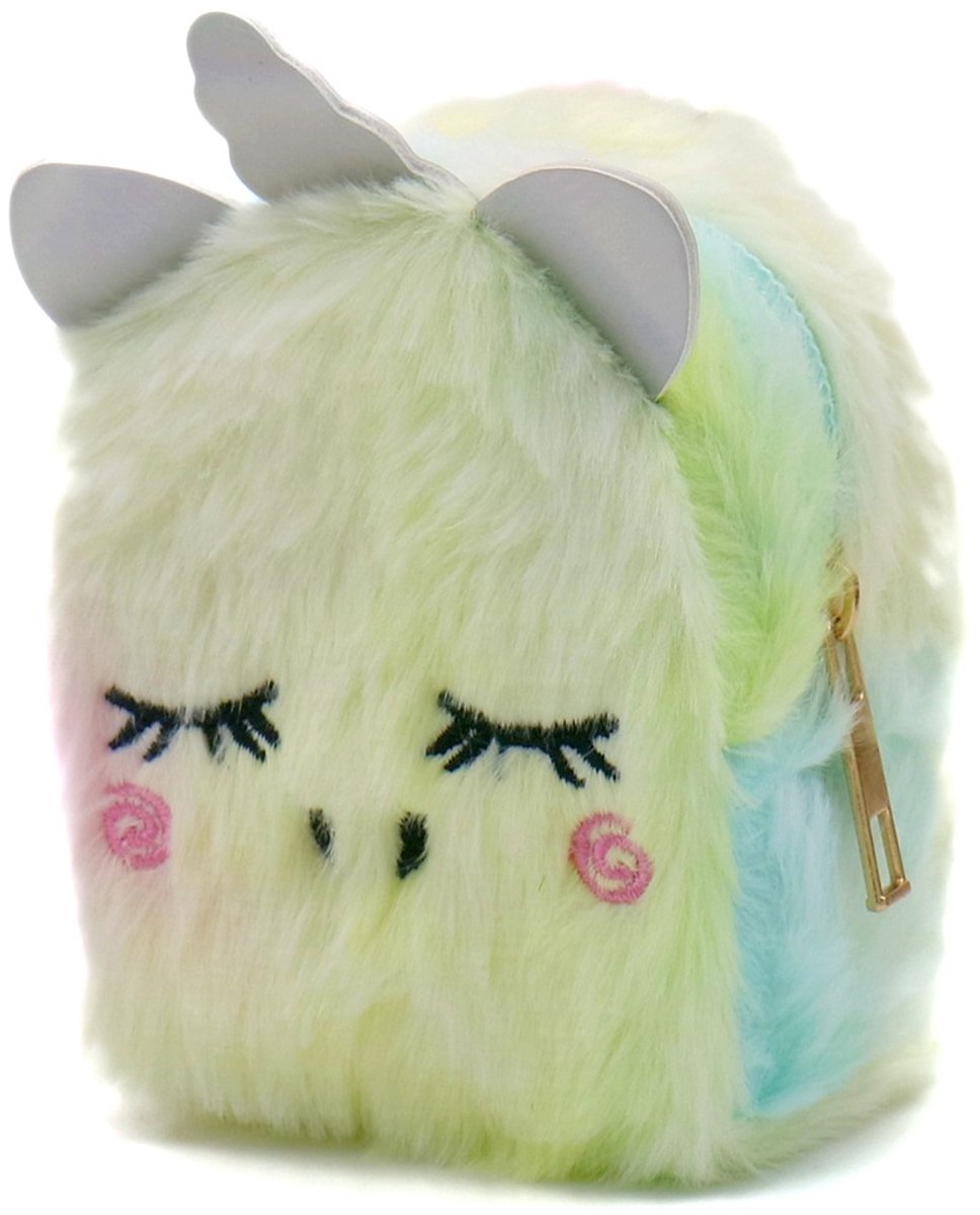 Z-D2.1 KY1154-003 Fluffy Keychain Wallet Unicorn 9x7x5cm - Mixed Colors - 1pc