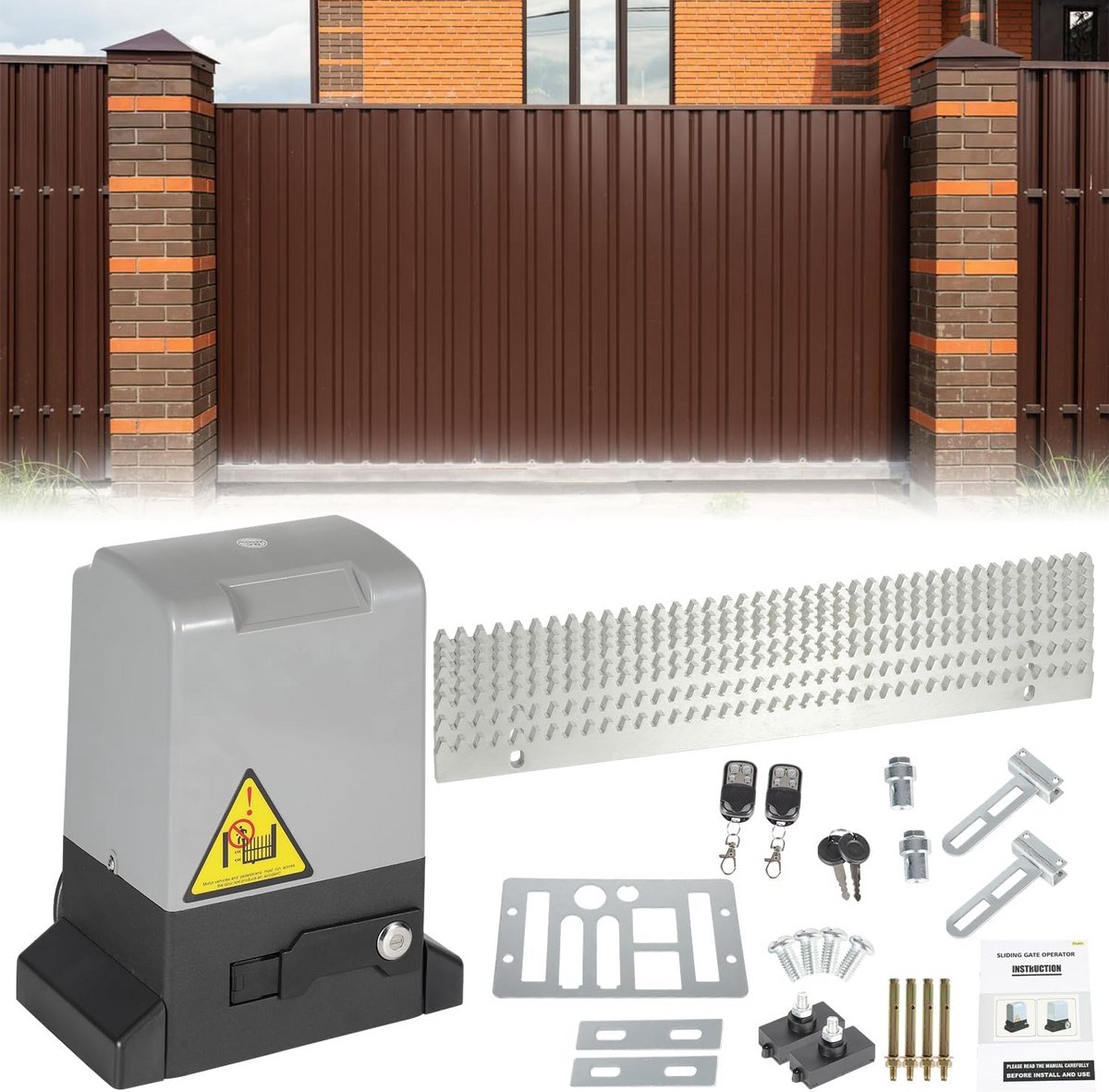 Krachtige Schuifpoortopener (550W) voor Poorten tot 1200 kg - Inclusief 2 Afstandsbedieningen