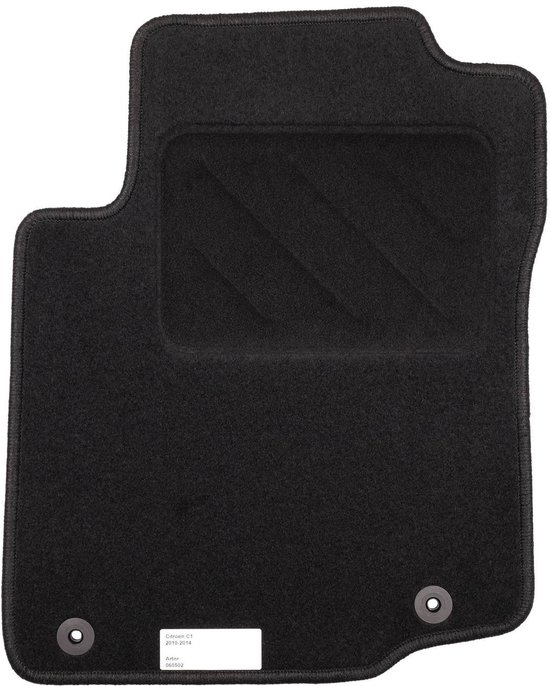 Tapis de sol de voiture noir avec zone renforcée et fermoir.