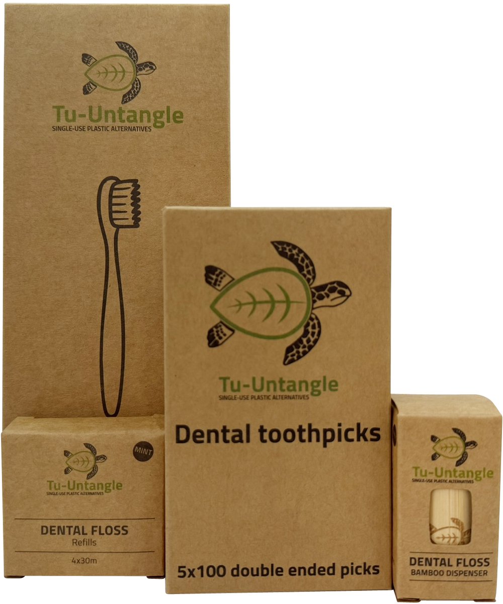 Tu-Untangle Mondverzorging Set – Bamboe Tandenborstel, Tandenstokers & Flosdraad