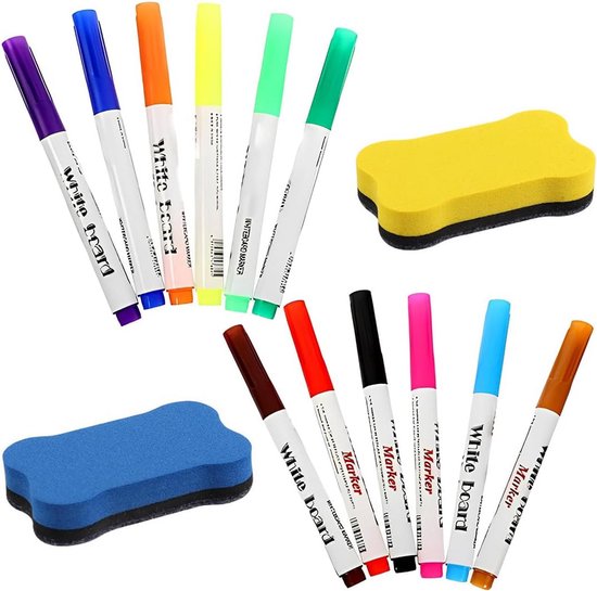 Whiteboardmarkers Set 12 Kleuren Droog Uitwisbaar Inclusief Whiteboardmarkers Set 12 Kleuren Droog Uitwisbaar Inclusief