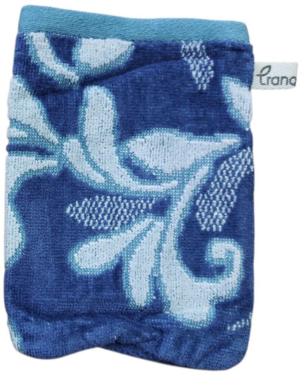 Floz Design washand - extra zacht flanel - biologisch katoen en fairtrade gemaakt - blauw en wit patroon