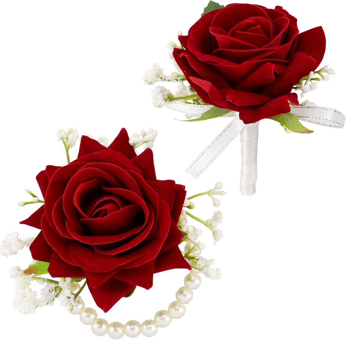 2 stuks Corsage en Boutonniere Set voor Bruiloft en Feest