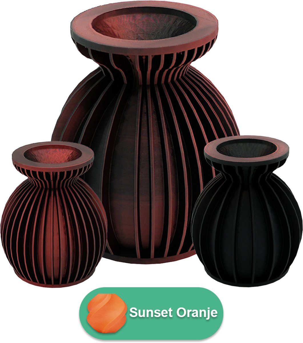 Elin moderne vaas – Decoratieve vaas - Sunset Oranje - 3d geprinte vaas – geschikt voor droogbloemen - 20CM