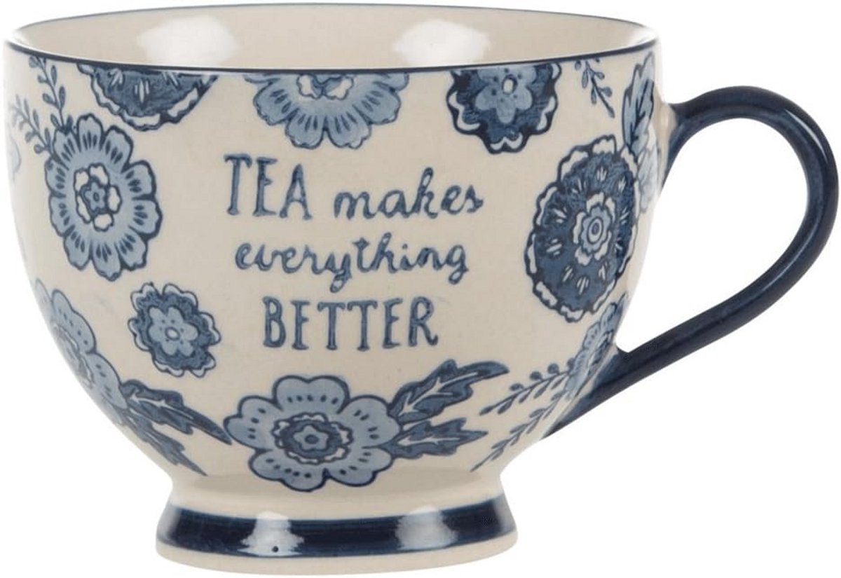 Blauwe Bloemen Mok - Klassiek Servies voor Thee en Koffie