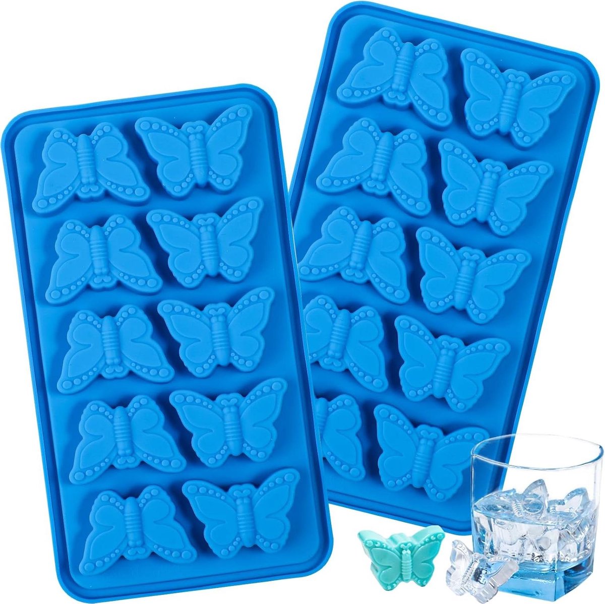 IJsblokjesvorm voor zeep en ijsblokjes - 2 stuks - Vlindervorm - Cupcake decoratie