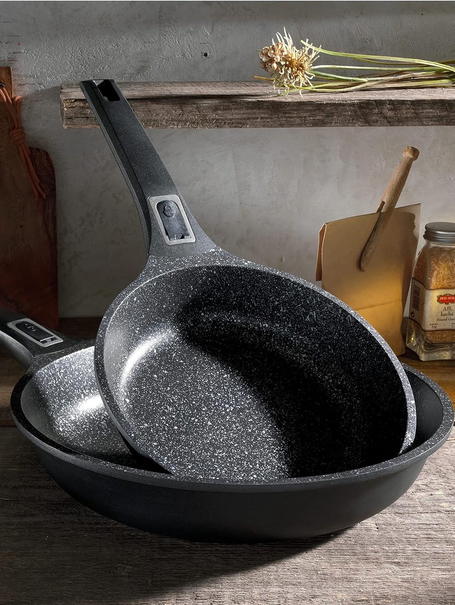 Pannenset met Afneembare Handgreep voor Inductie - 20cm en 28cm Aluminium