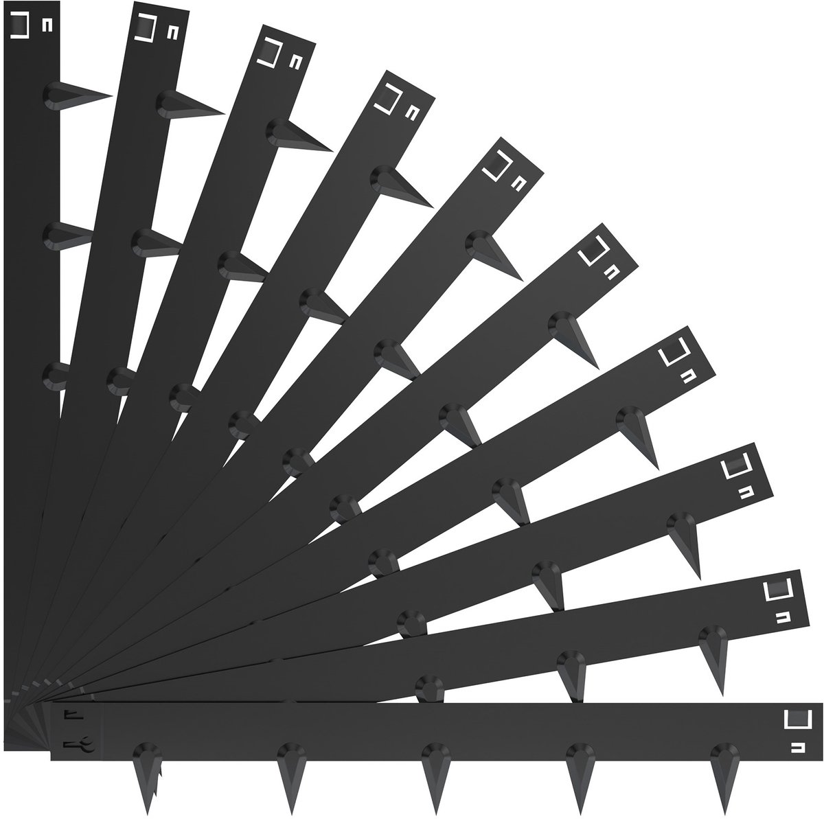 106x16cm Gegalvaniseerde Gazonrand met Weerbestendige Poedercoating, Zwart Metalen Palissades, 10 Stuks Modulaire gazonrand [totale lengte 10,6m], Tuinborders voor Tuin, Maairand en Hekken, NAIZY
