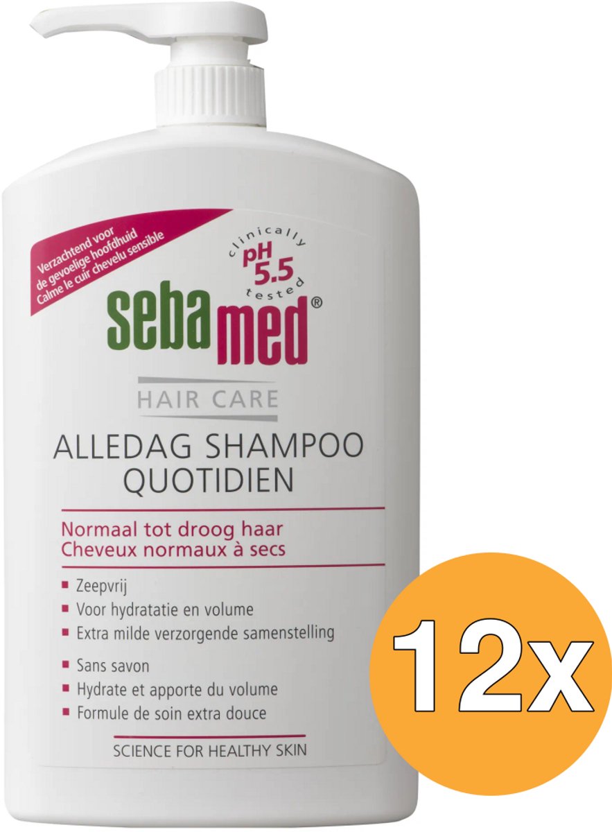 12x Sebamed Alledag Shampoo Pomp (1000 ml)