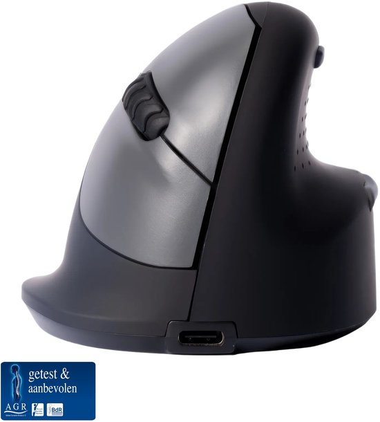 R-Go HE - Ergonomische Verticale Muis - Bluetooth - Break Software - Rechtshandig - Draadloos - Zwart