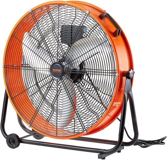 Industriële VEVOR trommelventilator 145W 8700 CFM 3 snelheden 360° rotatie timer vloerventilator mobiel