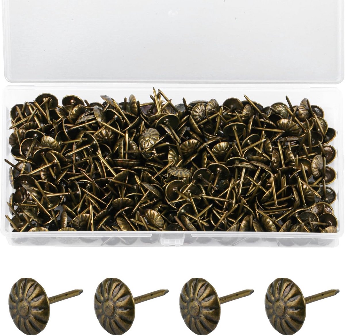 320 Stuks Gestoffeerde Nagels Decoratief - Antieke Meubelnagels Brons Patina 11x17 mm