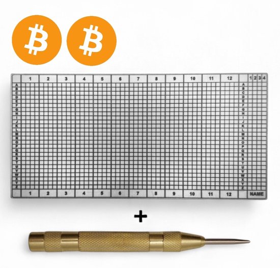 TITANIUM Crypto Wallet Seed Plaat + Automatische Centerpunch