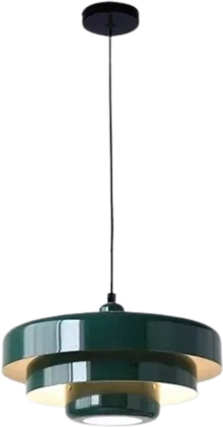 MOBO - Lampe Suspendue Verte Forme Rétro Tarte - Lampes 2026 - Lampe Salle à Manger - Chambre à Coucher - Cuisine - Lampes Suspendues - Vintage - Glas - Bas